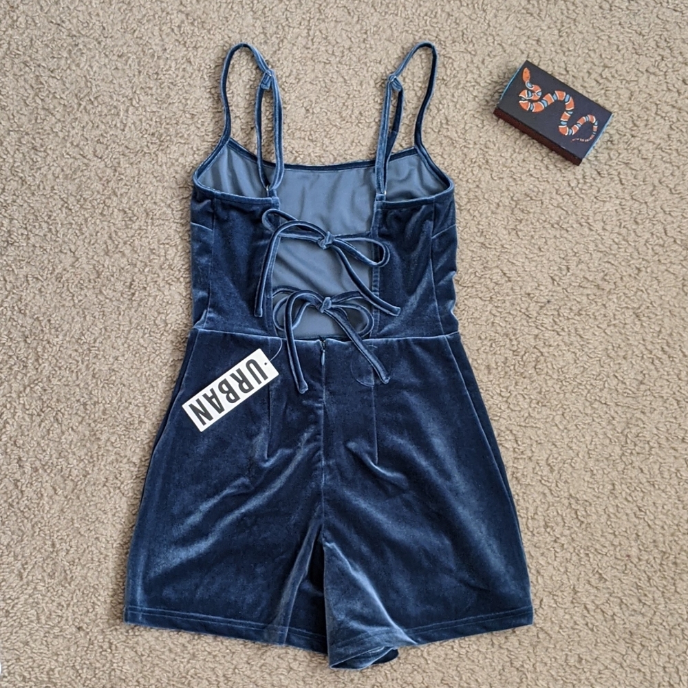 UO Velvet Strap-Back Romper